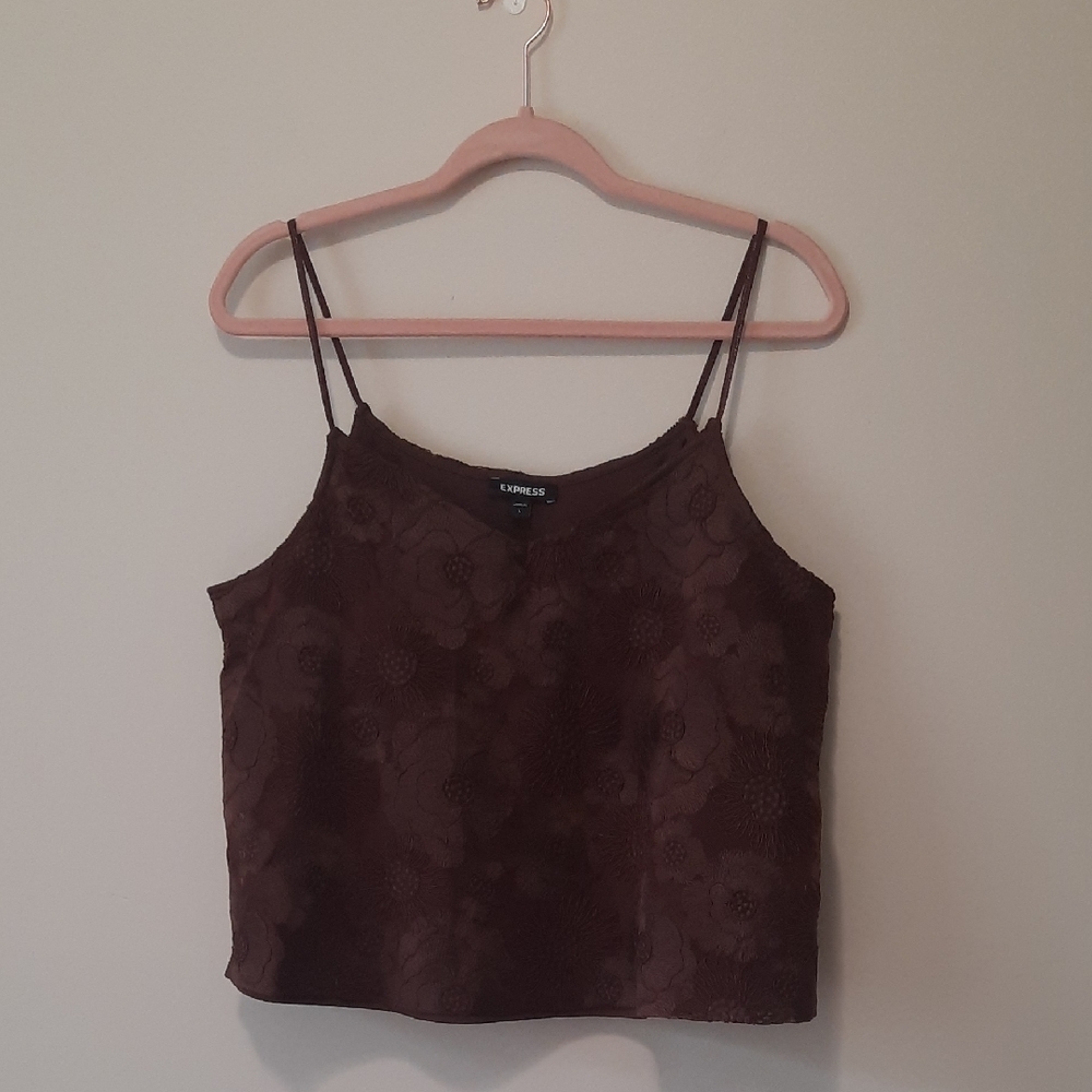 Express Brown Sleeveless Crop Camisole